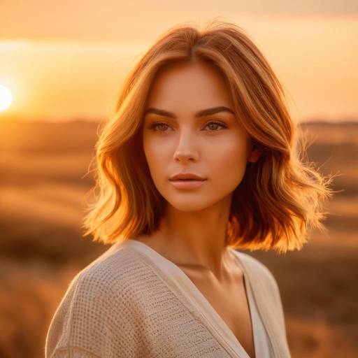 Serene Sunset Glow on Woman's Hair Serene Sunset Glow on Woman's Hair