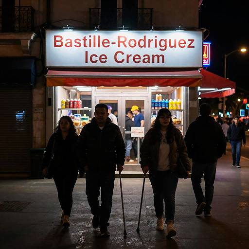 Vibrant Nighttime Ice Cream Street Scene