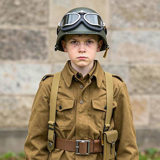 Young Boy in WWII Soldier Costume