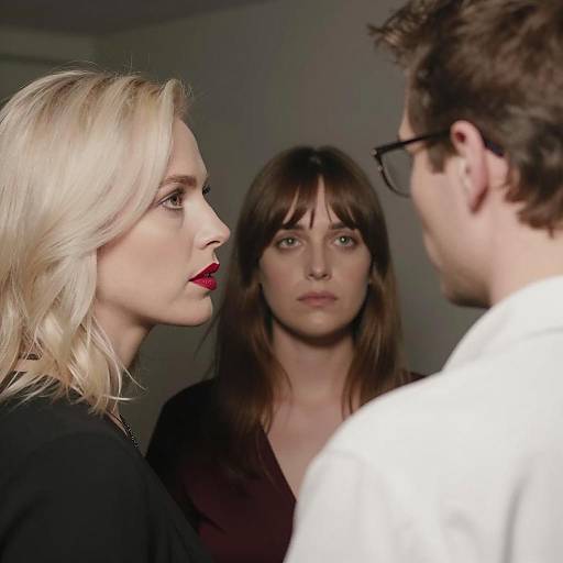 Intense Conversation Between Three People Indoors