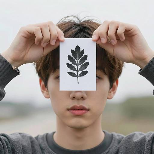 Young Man with Leaf Imprint and Light