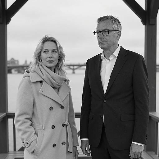 Monochrome Portrait of Two People Outdoors