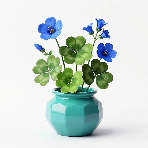 Contemporary Teal Pot with Wildflowers