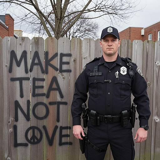 Police Officer Portrait with Graffiti Background