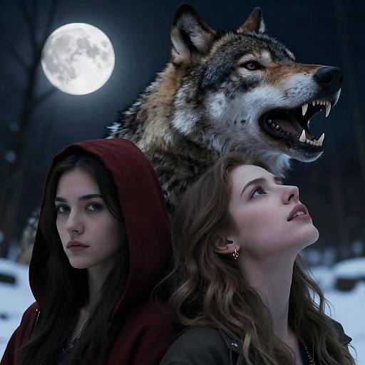 Mysterious Night: Women and Wolf