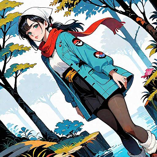 Anime Girl Black Hair Ponytail Dutch Angle