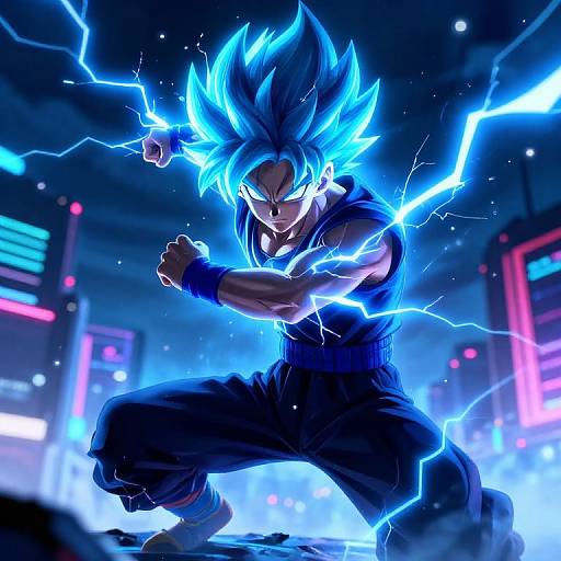 Electric Anime Boy in Neon Storm