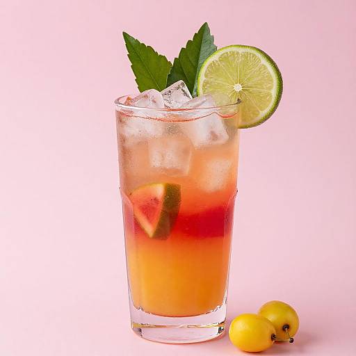 Vibrant Mocktail with Fruits and Ice