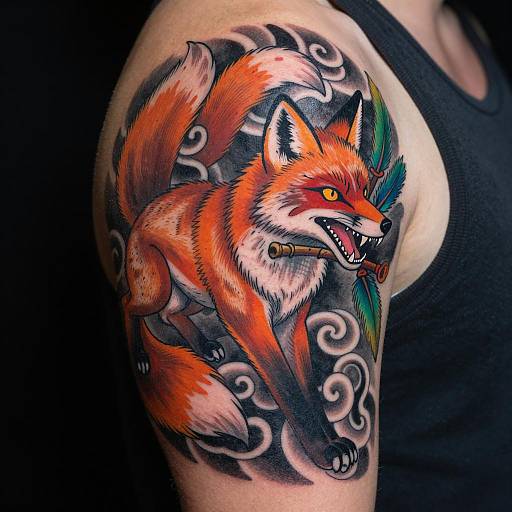 Fierce Orange Fox Tattoo Design