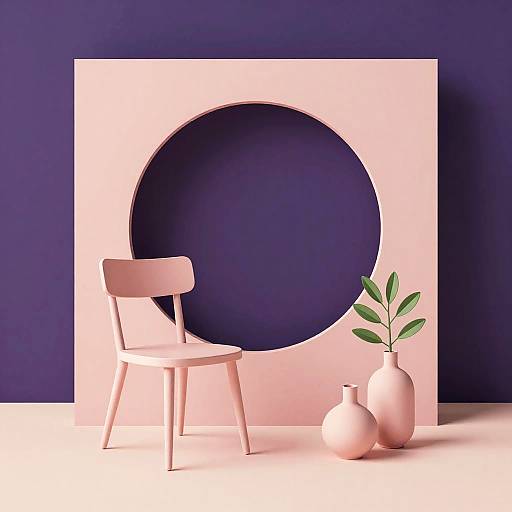 Minimalist Abstract Chair and Vases