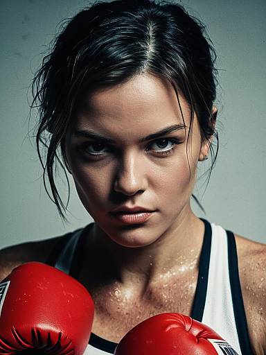 Determined Female Boxer Close-Up