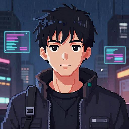 Cyberpunk Pixel Art Portrait