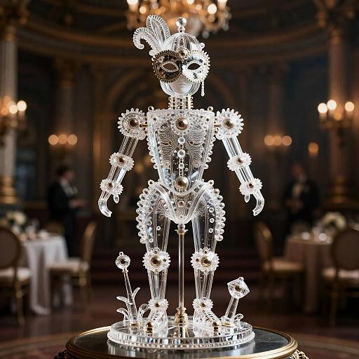 Victorian Automaton in Opulent Steampunk Ballroom