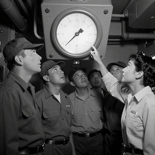 Submarine Crew in Focused Intensity