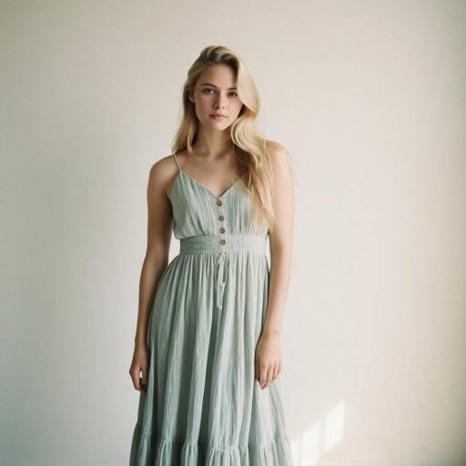 Young Blonde Woman in Flowing Maxi Dress