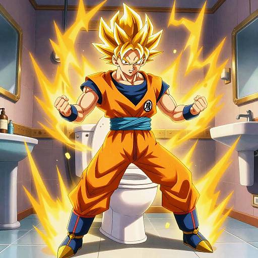 Super Saiyan Toilet with Golden Aura