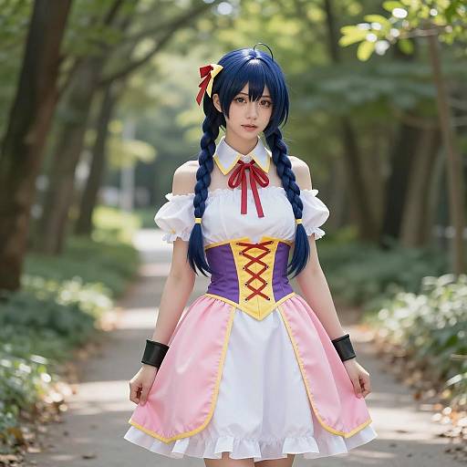 Anime Girl Cosplay on Forest Path