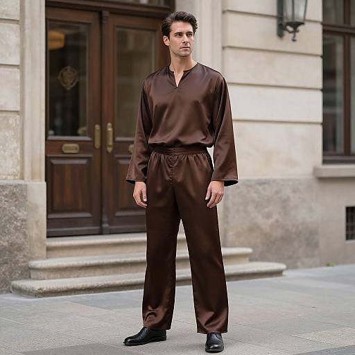 Man in Silk Pants and Brown Robe
