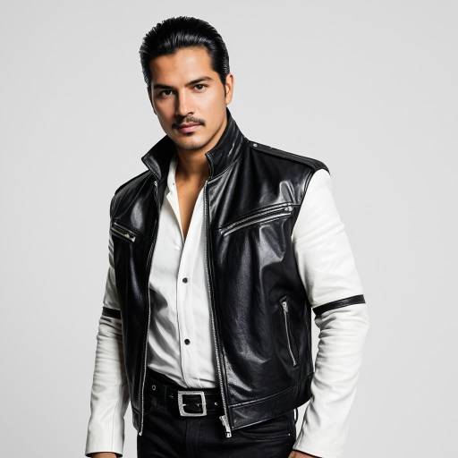 Man in Black and White Leather Jacket