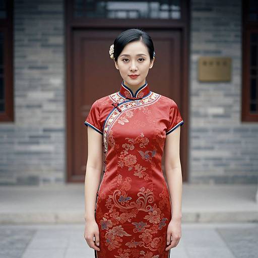 Woman in Chinese Dress Film Scene
