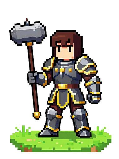 Pixel Art Wizard in Dark Armor