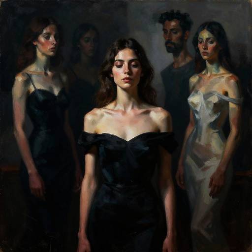 Dark Themed Portrait of Group with Dramatic Lighting