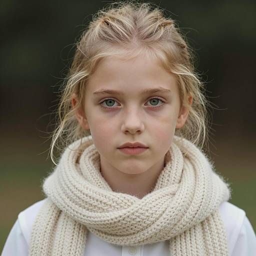 Young Girl with Knitted Scarf Portrait