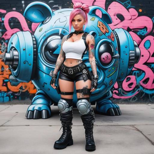Futuristic Graffiti Character with Attitude