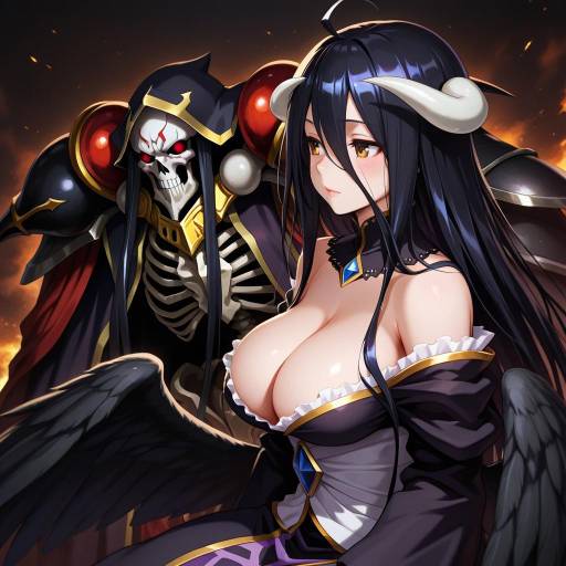 Illustration of Ainz ooal gown, overlord (maruyama) in the style of Awa