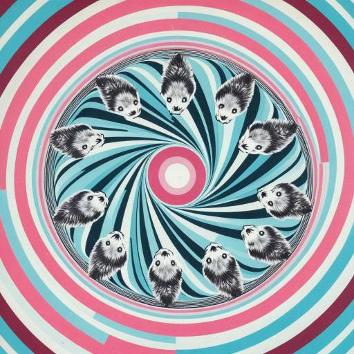 Psychedelic Optical Illusion with Wolf Heads