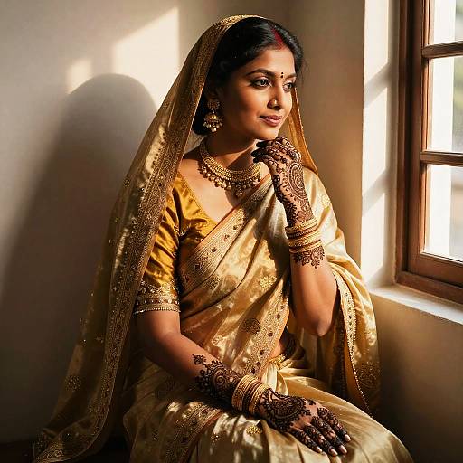 Elegant Indian Mom in Silk Saree