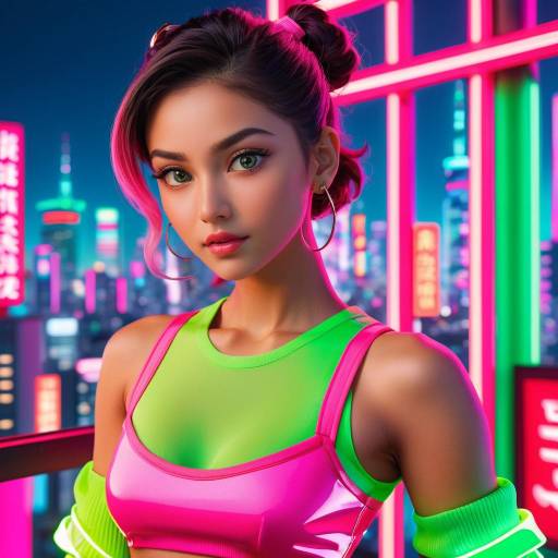 Neon Tokyo Pinup in Close-Up