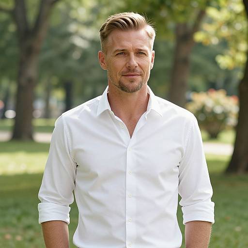 Blonde Man Relaxing in Sunny Park