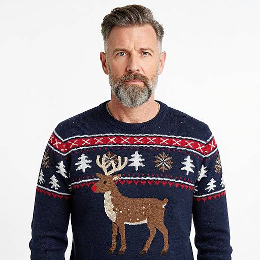 Middle-aged Man in Festive Sweater