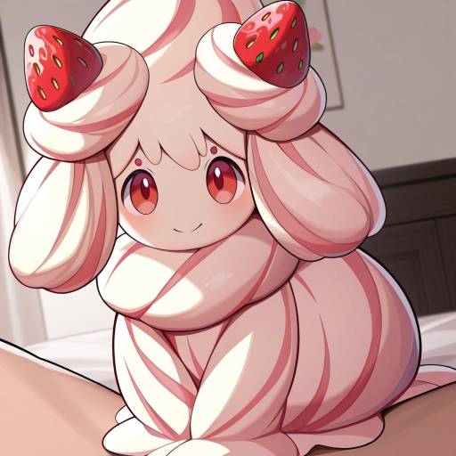 Illustration of Alcremie (strawberry sweet), pokemon in the style of Siu (siu0207)