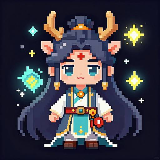 Whimsical Fantasy Pixel Art Portrait