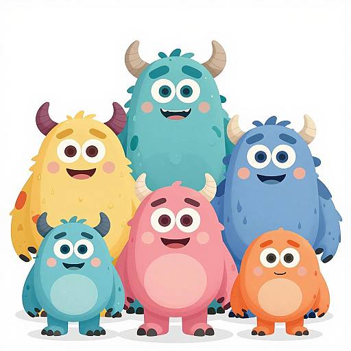 Cute Colorful Family Monsters Illustration