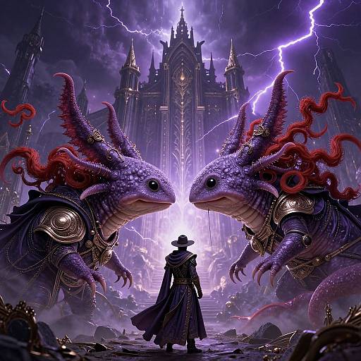 Majestic Steampunk Axolotl Warrior