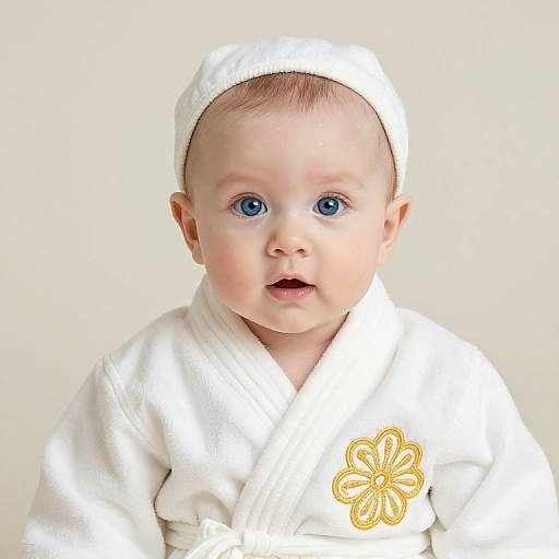 Blue-Eyed Baby in Embroidered Robe