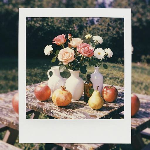 Vintage Polaroid Picnic Still Life