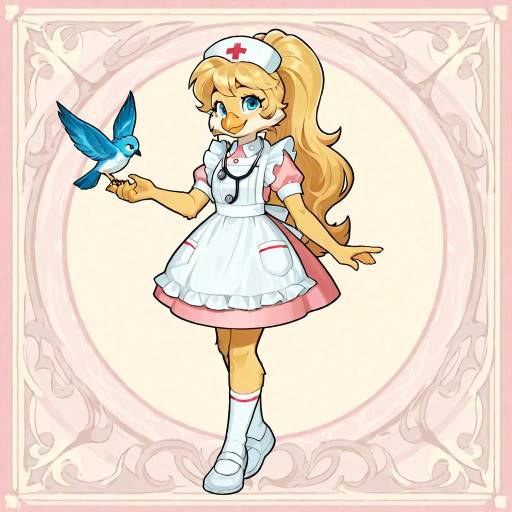 Elegant Nurse Girl in Peaceful Garden