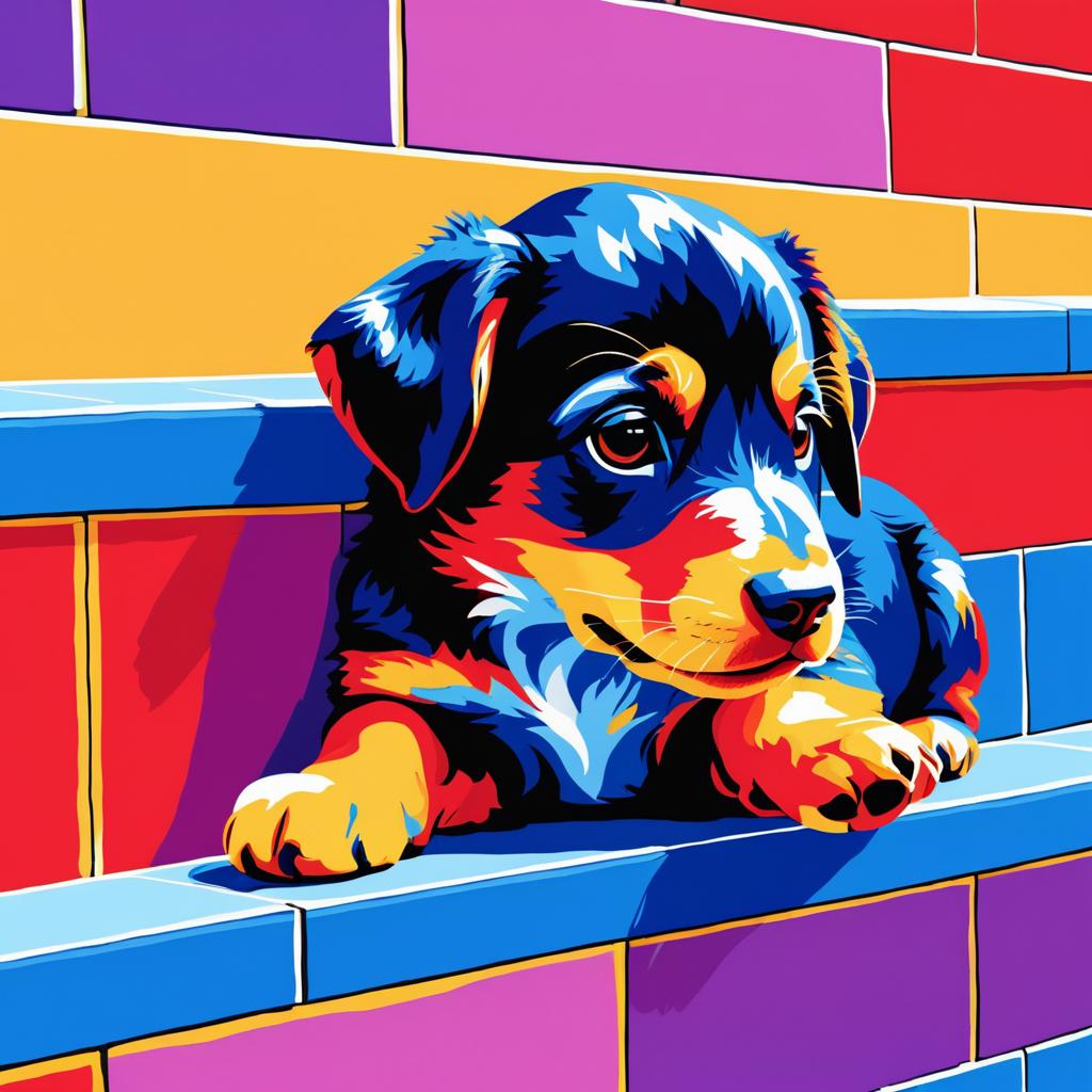 Playful Puppy in Bright Colors