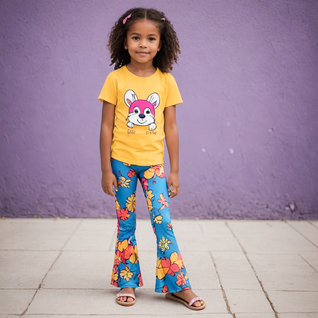 Stylish Child in Flare Leggings Outfit