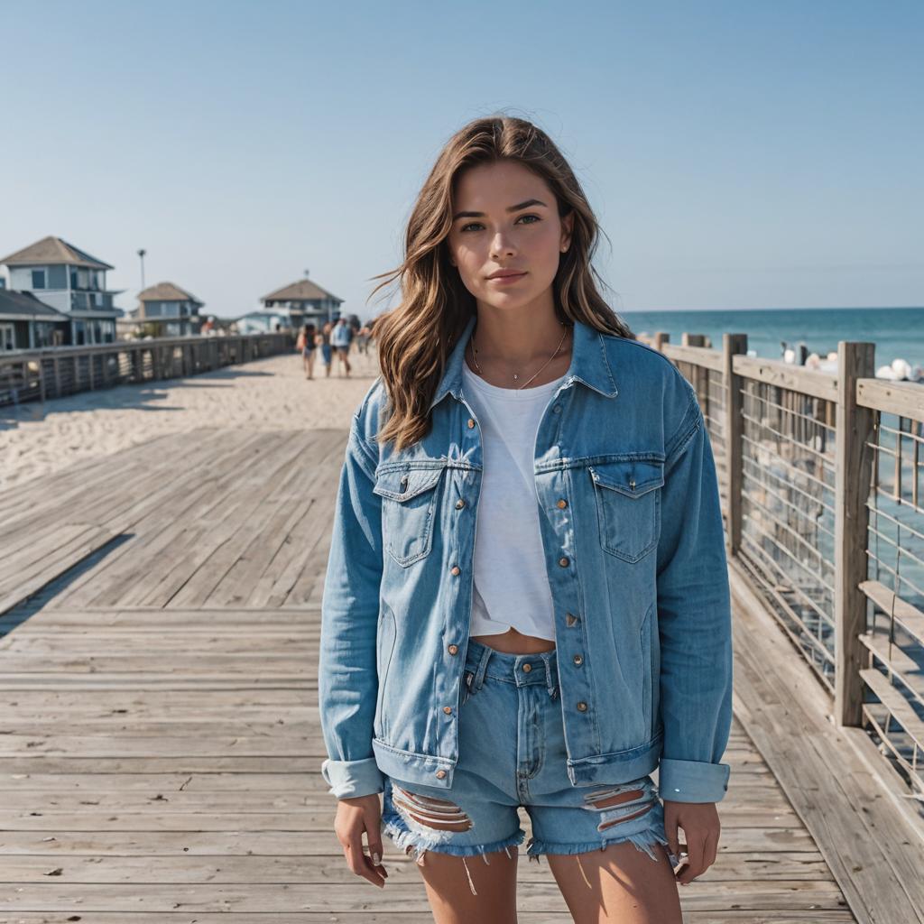 Sporty Denim Outfit at the Beach