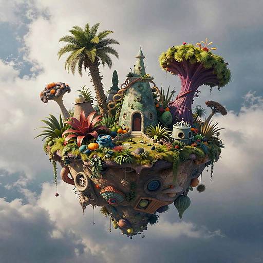 Surreal Floating Island Fantasy Realm