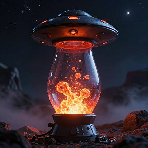 Surreal UFO Lava Lamp Alien Landscape
