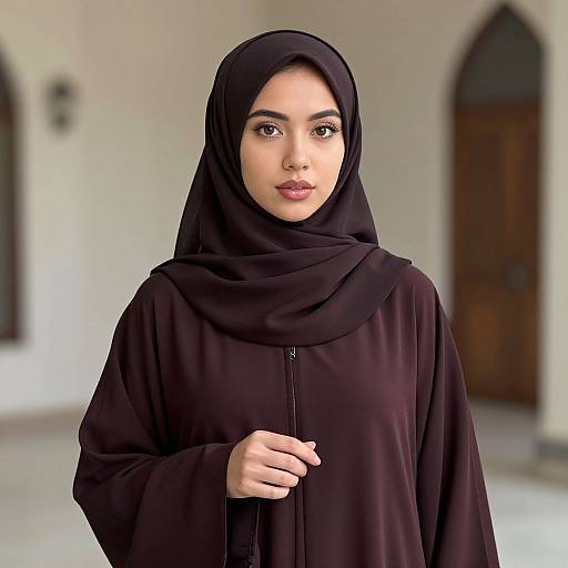 Realistic Girl in Abaya Islamic Costume