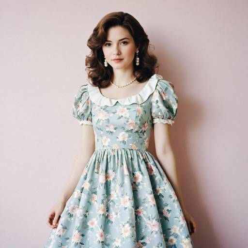 Vintage Floral Dress Woman Portrait