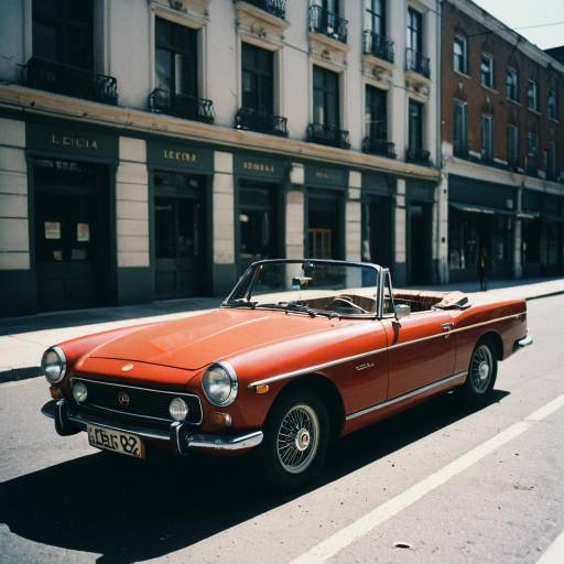 Vintage Red Convertible Car on City Street