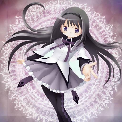 Illustration of Akemi homura (magical girl), mahou shoujo madoka magica in the style of Ero kaeru